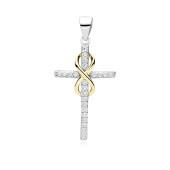 Pandantiv cruciulita argint cu infinit placat cu aur galben si pietre DiAmanti Z1543CGR-DIA